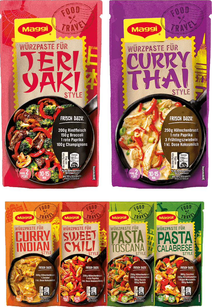 eine Packung (65g) Maggi Food Travel Würzpasten