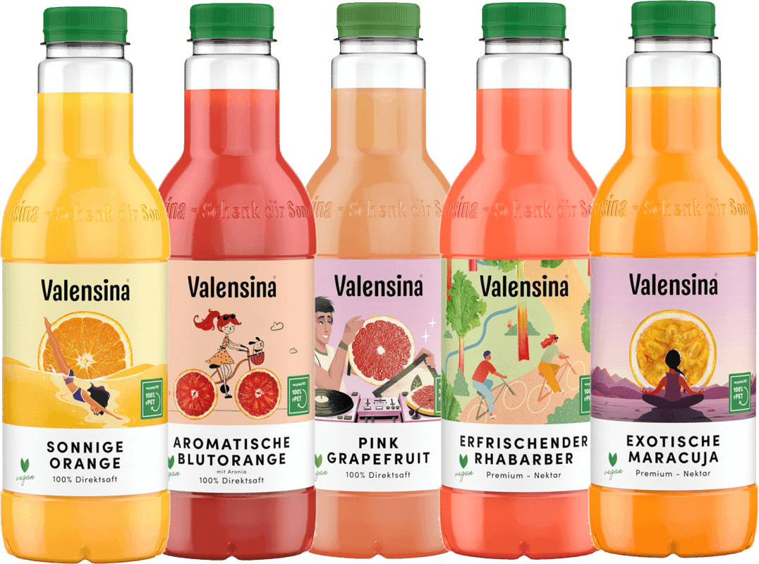 eine Flasche (0,9l) Valensina Cool Collection