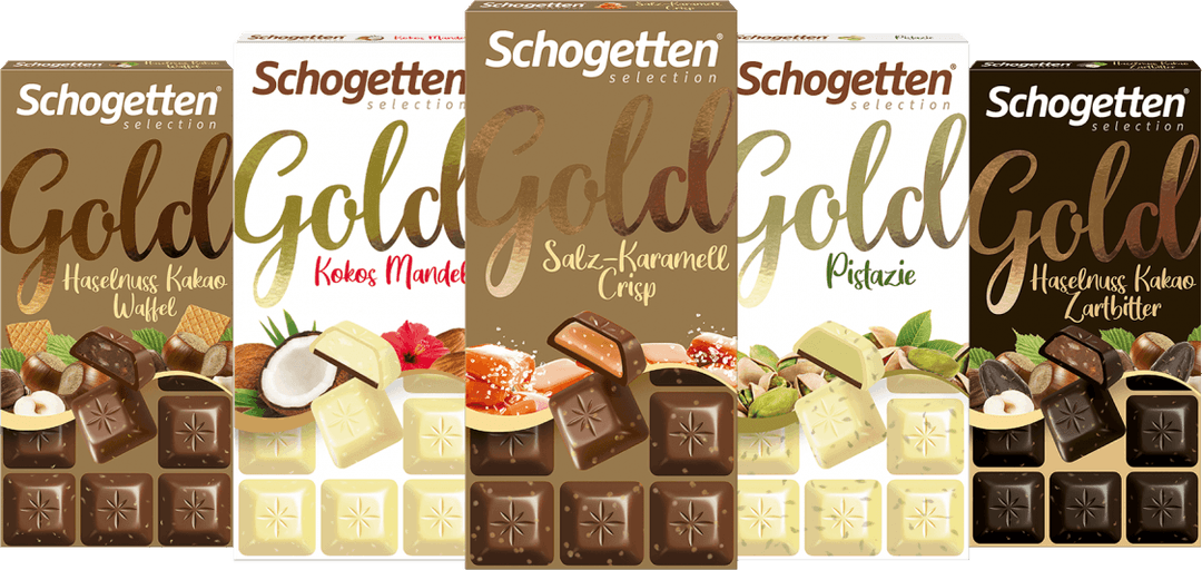 eine Packung (100g) Schogetten Selection Gold