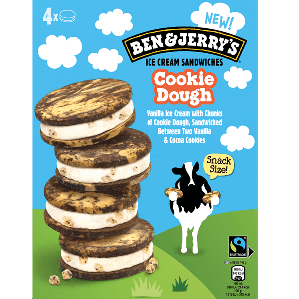 Ben & Jerry's Cookie Dough Ice Cream Sandwich 4x68ml (272ml)