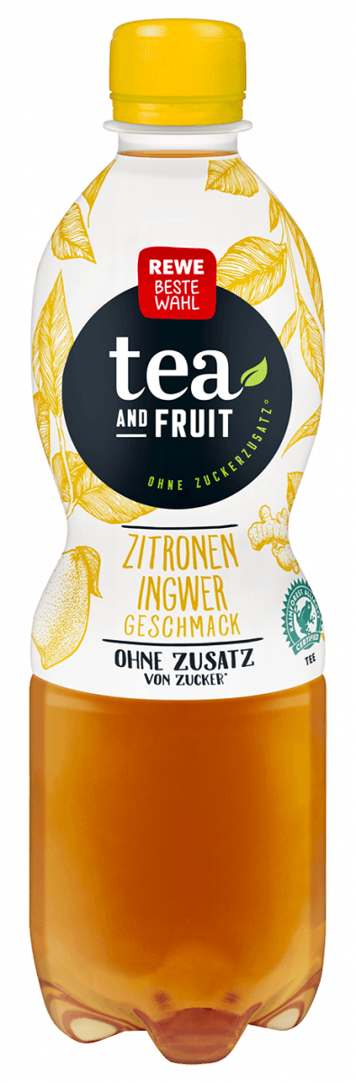 eine Flasche REWE Beste Wahl Tea and Fruit Zitronen-Ingwer-Geschmack