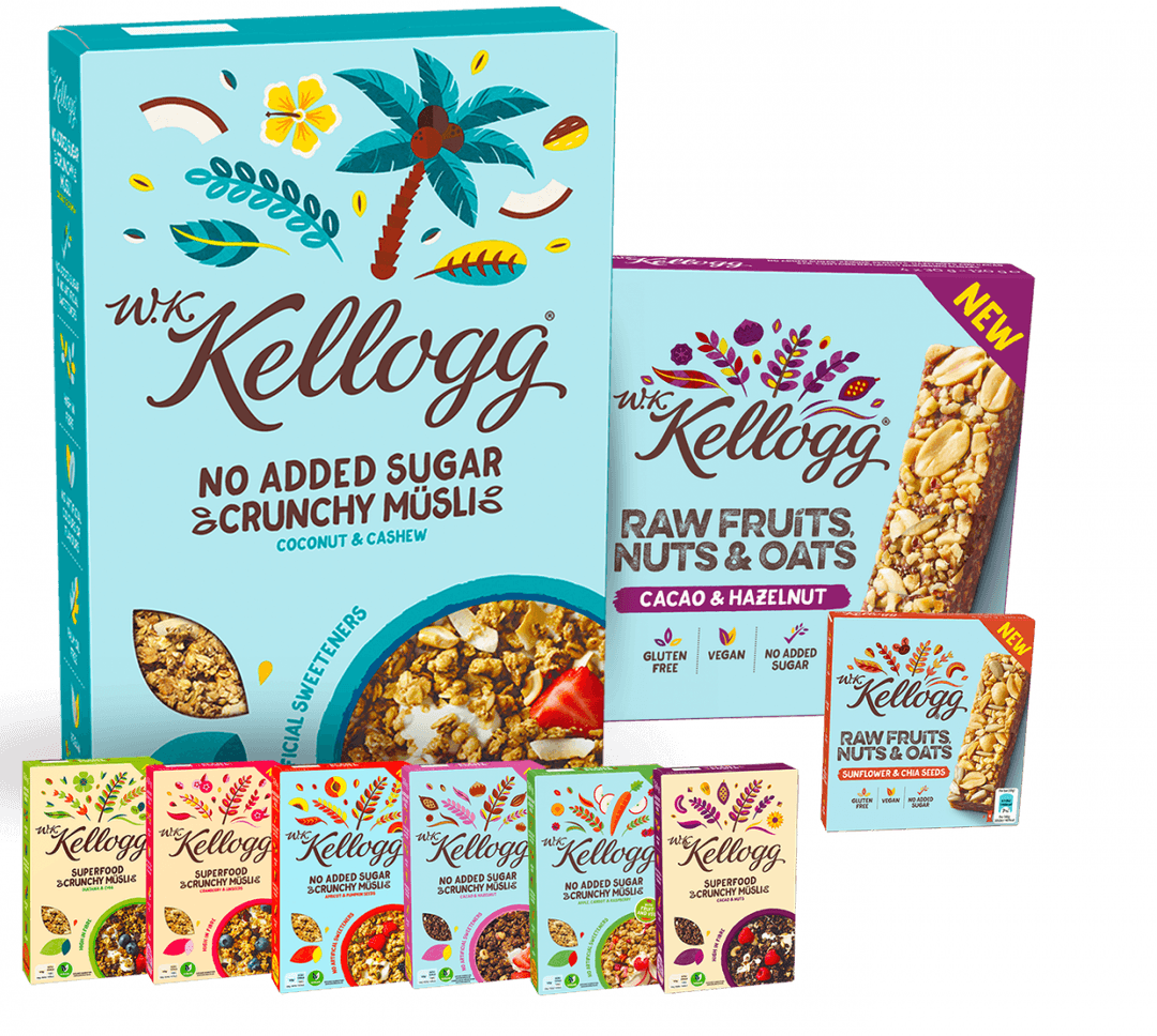 eine Packung Müsli oder Riegel W. K. Kellogg Müslis & Riegel