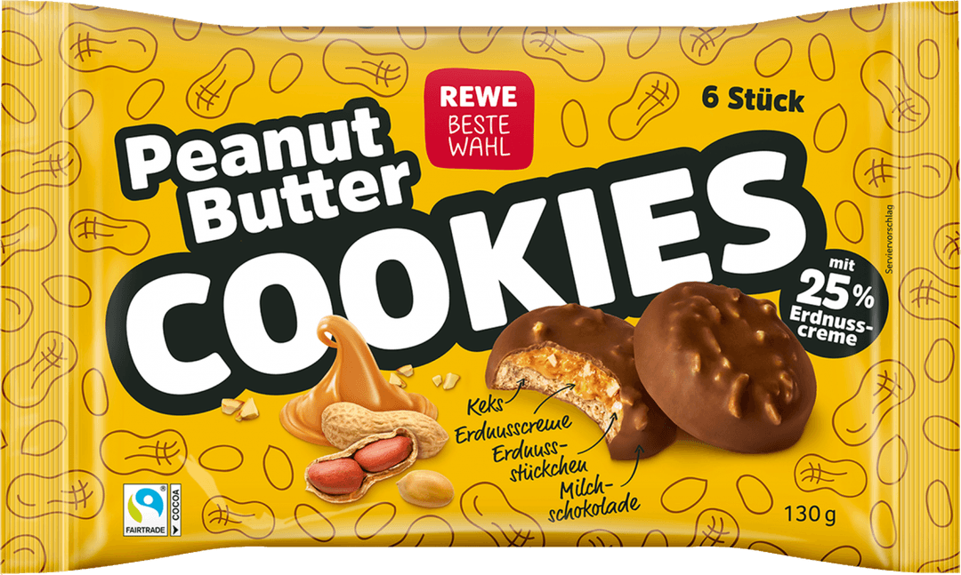 eine Packung REWE Beste Wahl Peanut Butter Cookies