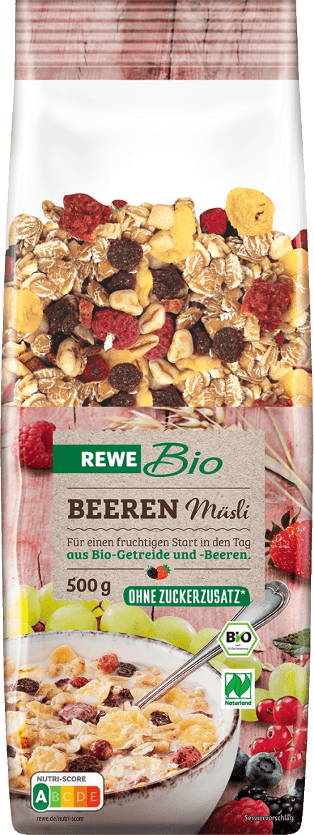 eine Packung (500g) REWE Bio Beerenmüsli