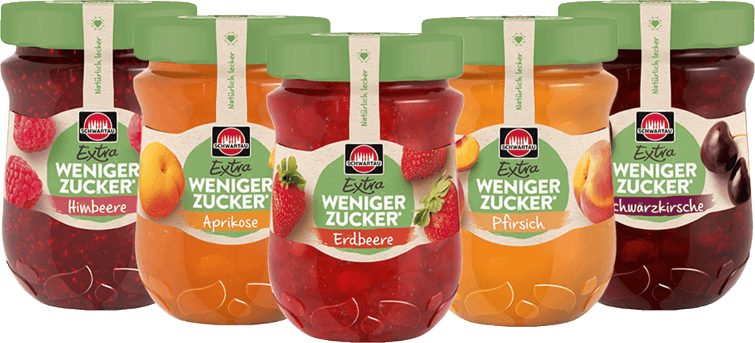 ein Glas (300g) Schwartau Extra Weniger Zucker